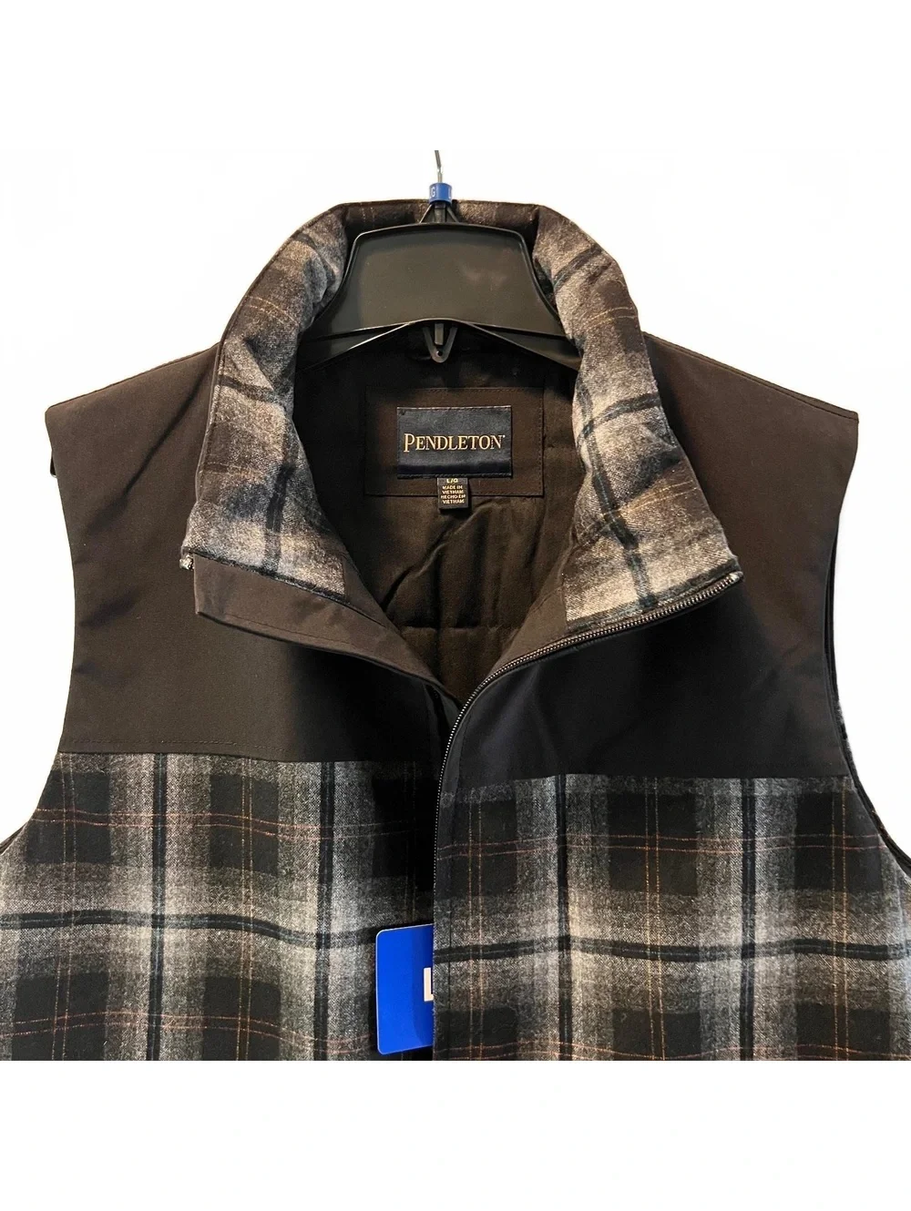 Pendleton Men's Large Plaid Fleece Vest with Zipper